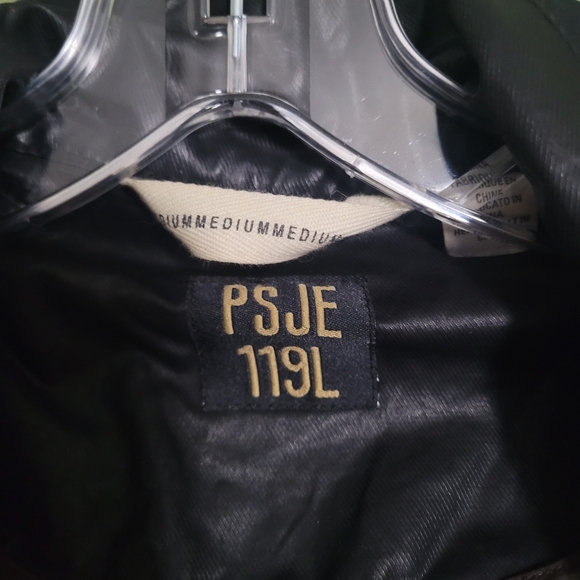 PSJE 119L Black Coated Hooded Jacket Utility Style Mens Size Med - Picture 2 of 4